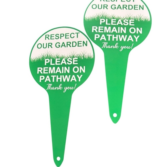 Metal Care Signs Respect Our Garden Please Remain On Pathway Stick In Ground 12” - Picture 2 of 3